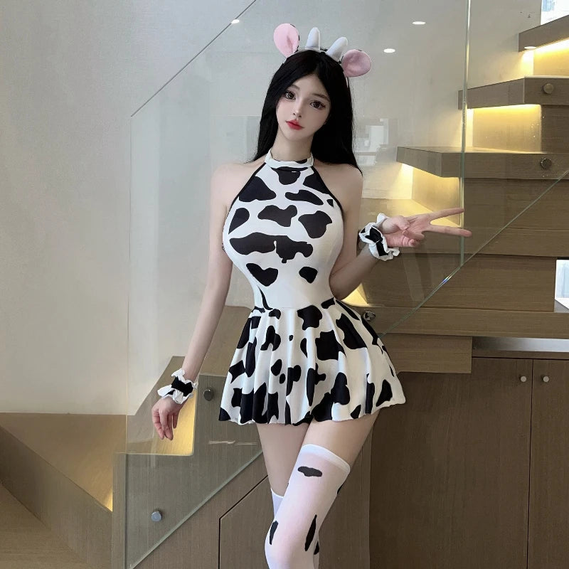Sharbal™ طقم خادمة البقرة اللطيفة – إغراء أنيمي بأسلوب كيوت وجذاب 🐄✨